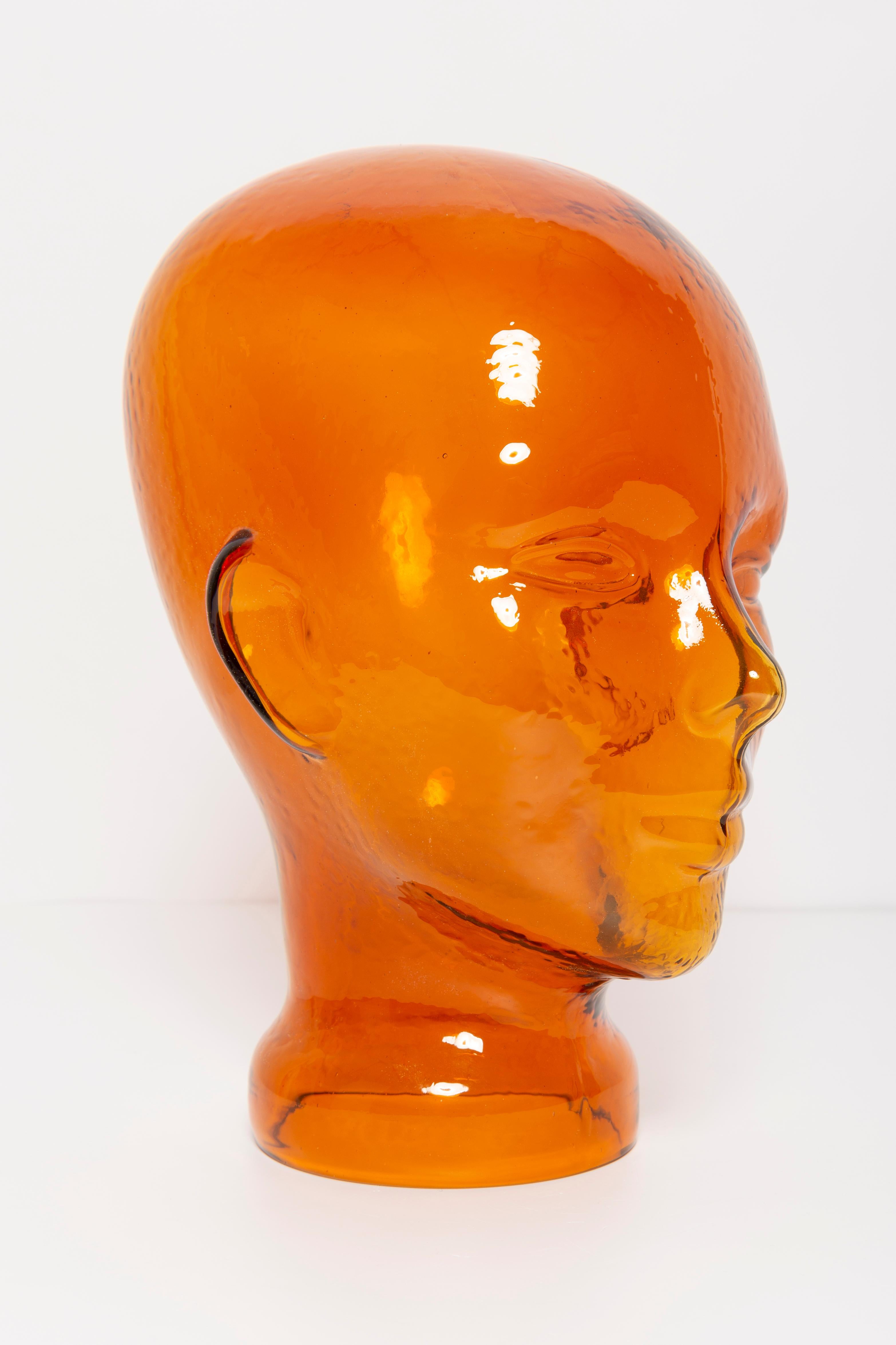 Orange Vintage Decorative Mannequin Glass Head Sculpture, 1970s, Germany 4