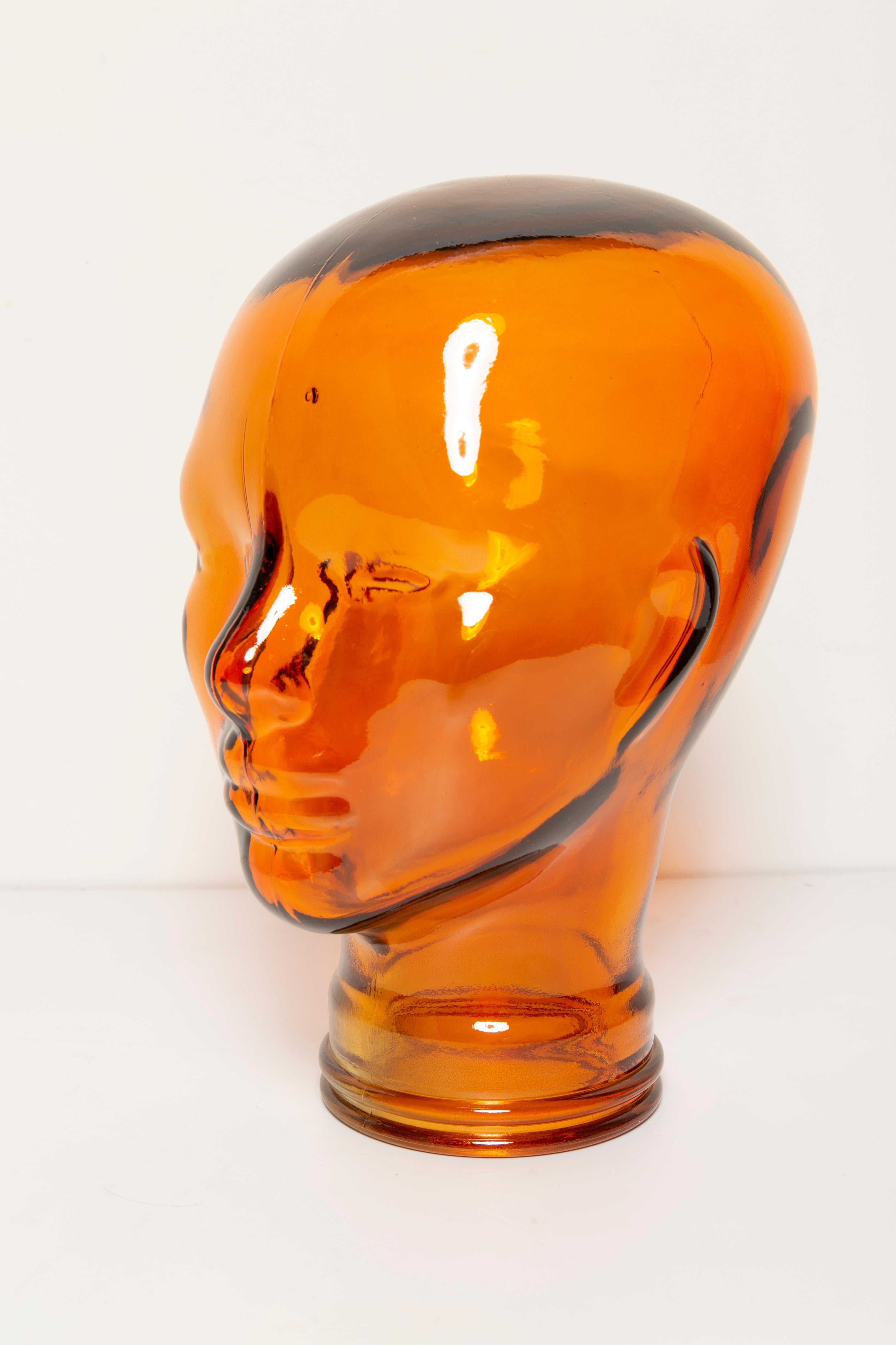 Orange Vintage Decorative Mannequin Glass Head Sculpture, 1970s, Germany 5