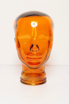 Dekorative Vintage-Mannequin-Glaskopf-Skulptur in Orange, 1970er Jahre, Deutschland