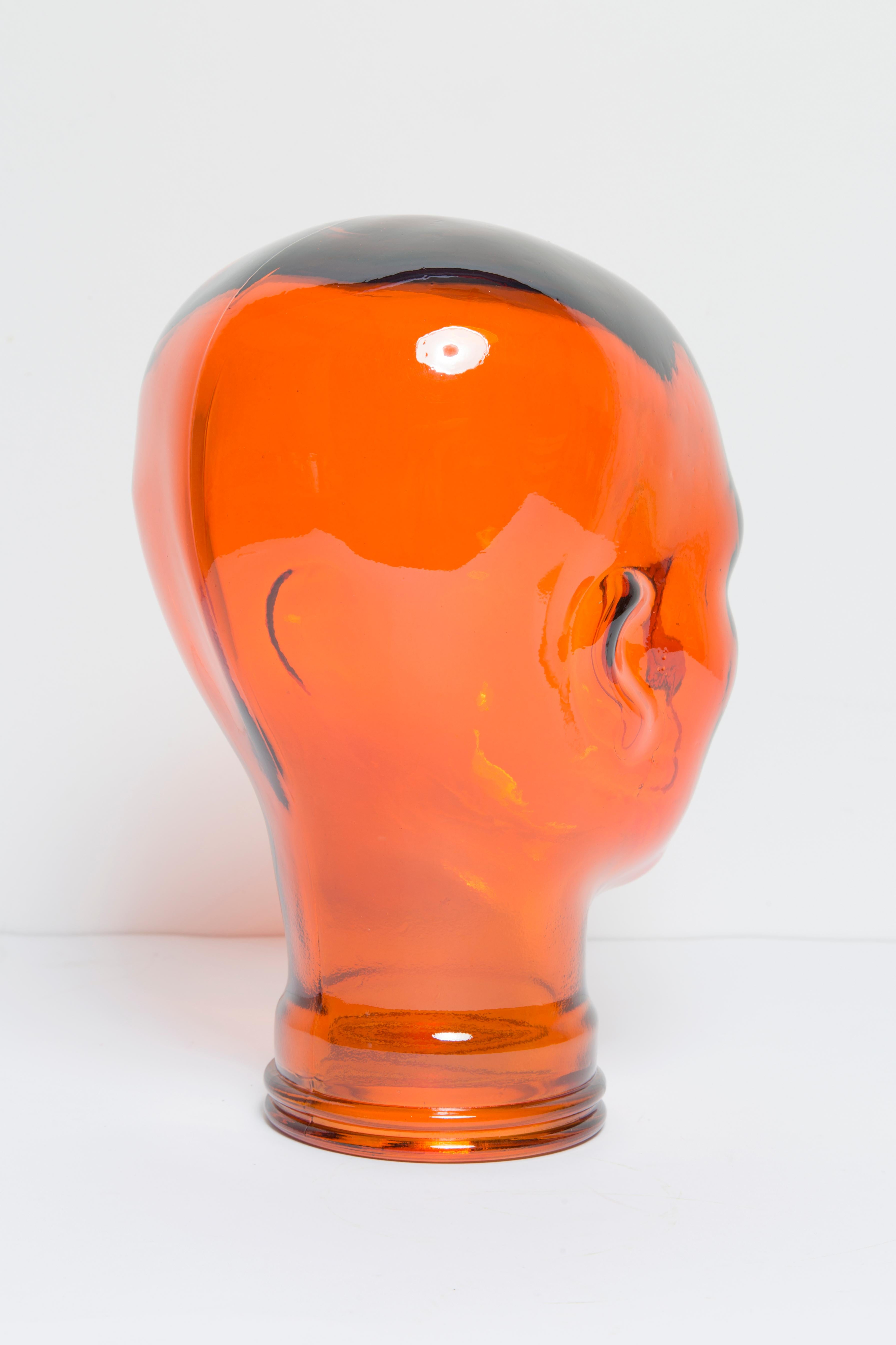 Orange Vintage Decorative Mannequin Glass Head Sculpture, 1970s, Germany 2