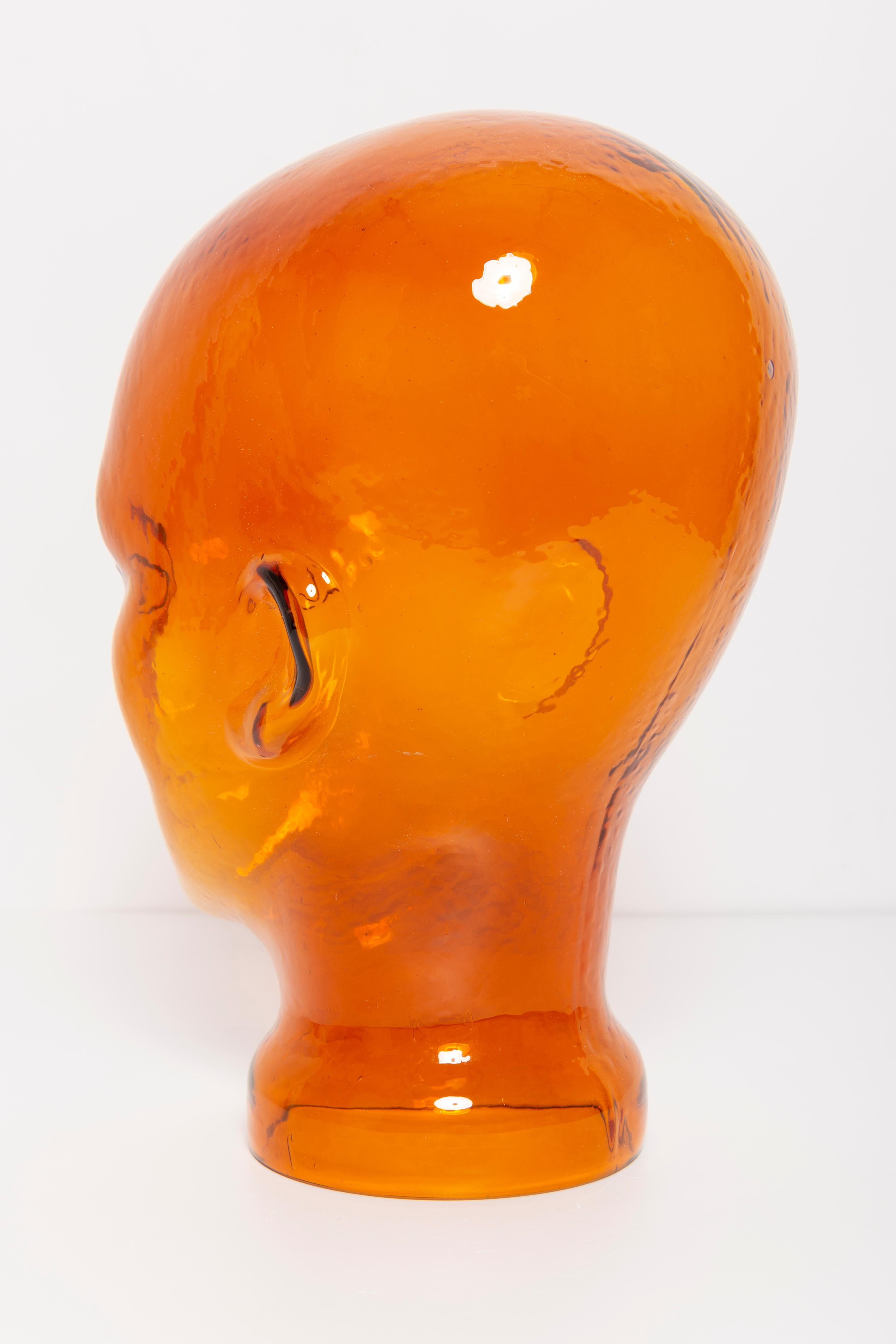 20th Century Orange Vintage Decorative Mannequin Glass Head Sculpture, 1970s, Germany