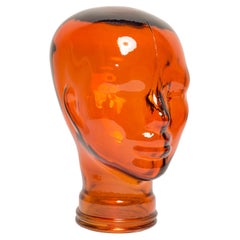 Orange Vintage Decorative Mannequin Glass Head Sculpture, 1970s, Germany