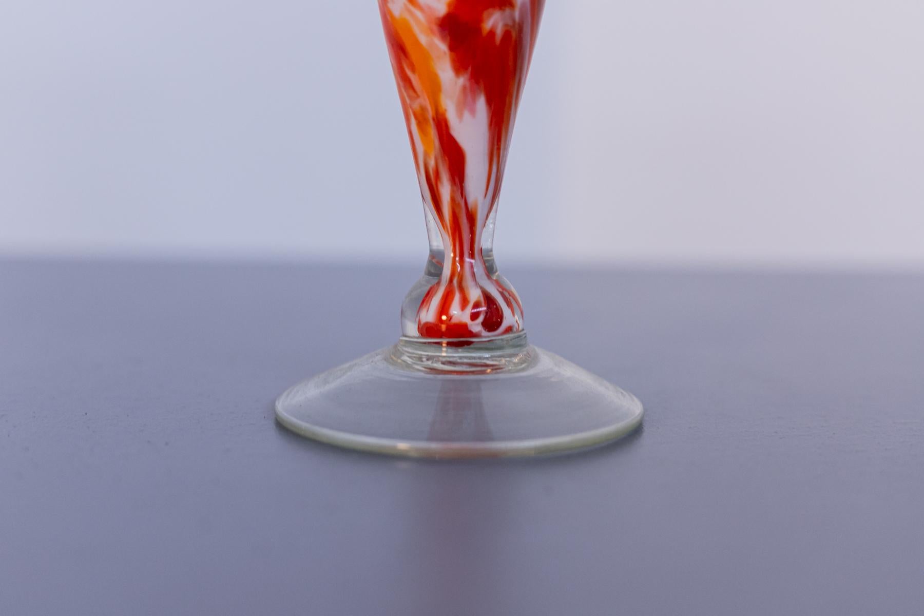 Mid-Century Modern Orange Vintage Murano Glass Vase by Fratelli Toso, 1940 For Sale
