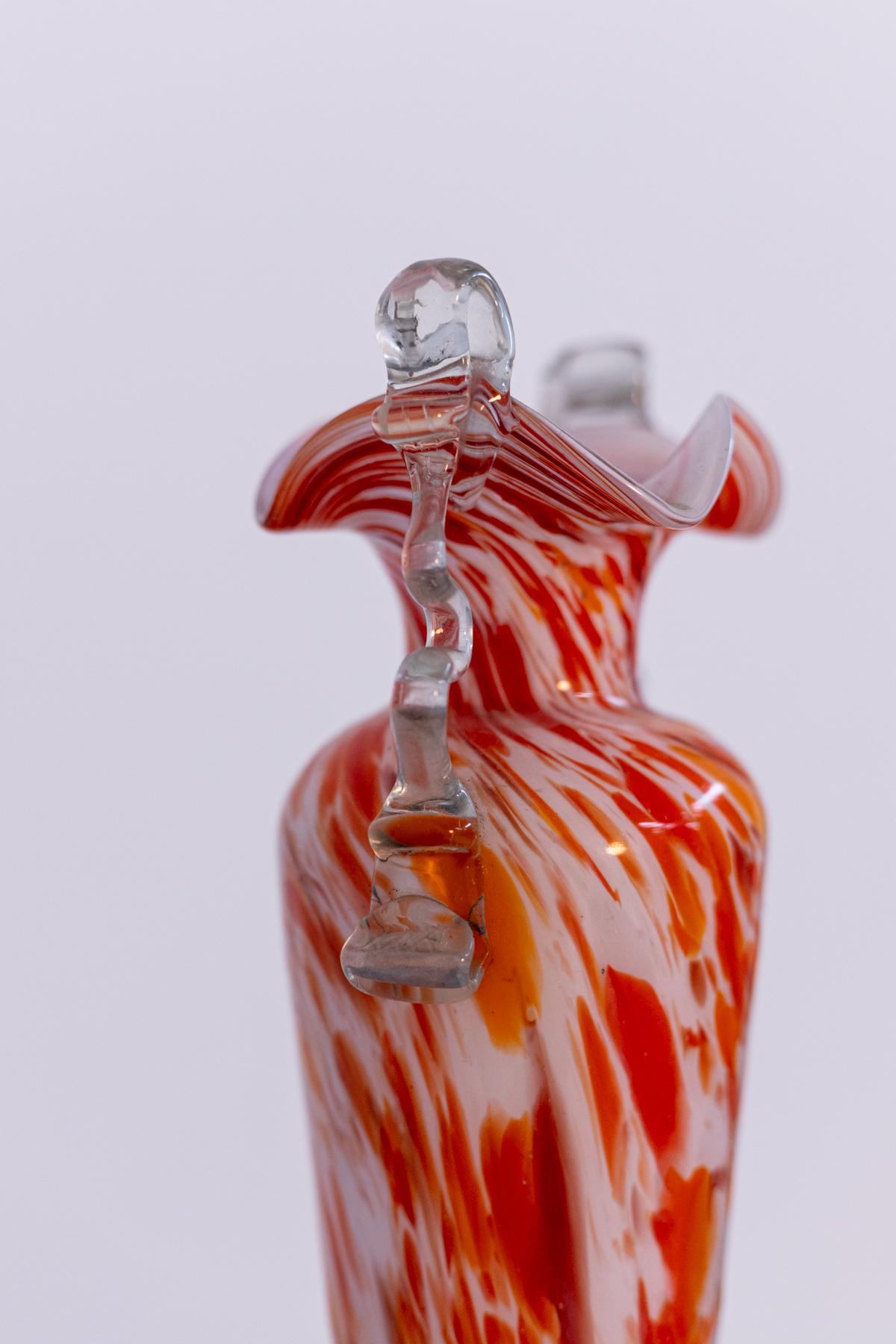 Orange Vintage Murano Glass Vase by Fratelli Toso, 1940 In Good Condition For Sale In Milano, IT