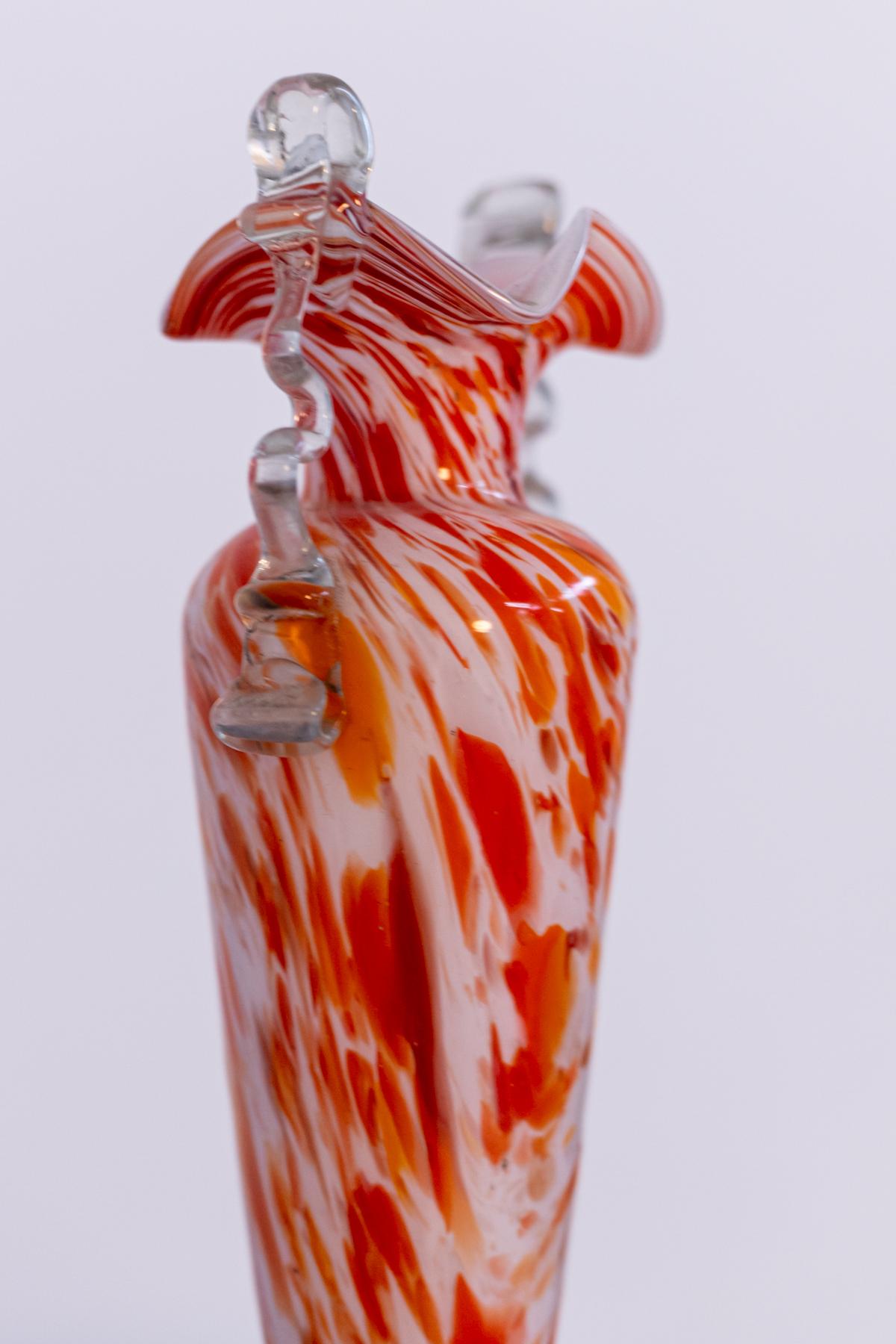 Mid-20th Century Orange Vintage Murano Glass Vase by Fratelli Toso, 1940 For Sale