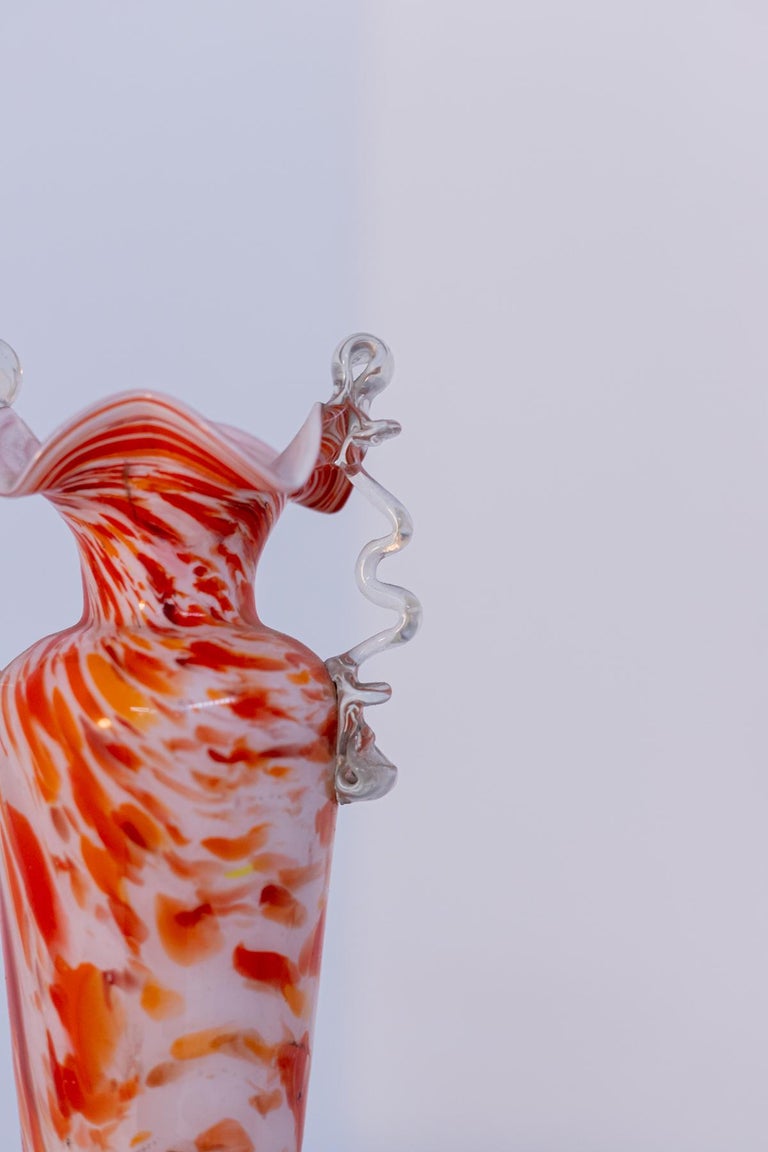 Orange Vintage Murano Glass Vase by Fratelli Toso, 1940 For Sale at 1stDibs