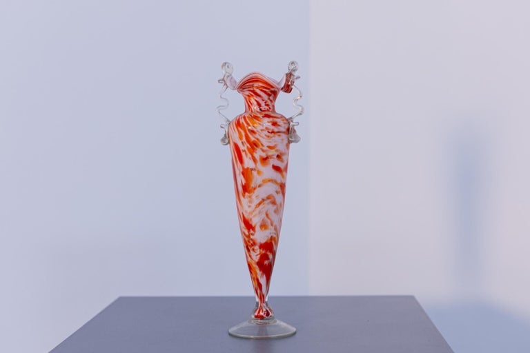 Orange Vintage Murano Glass Vase by Fratelli Toso, 1940 For Sale at 1stDibs