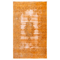 Orange Vintage Persian Handmade Medallion Wool Rug