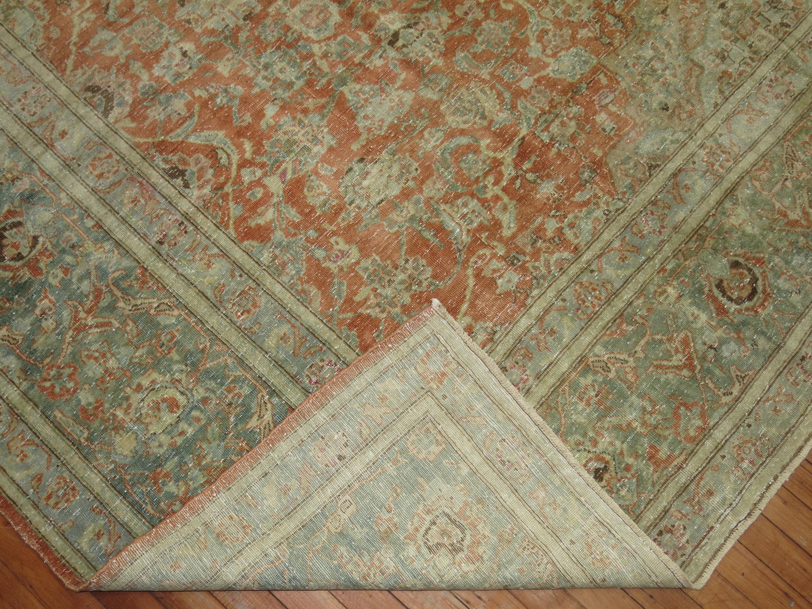 Orange Vintage Persian Kashan Carpet 2