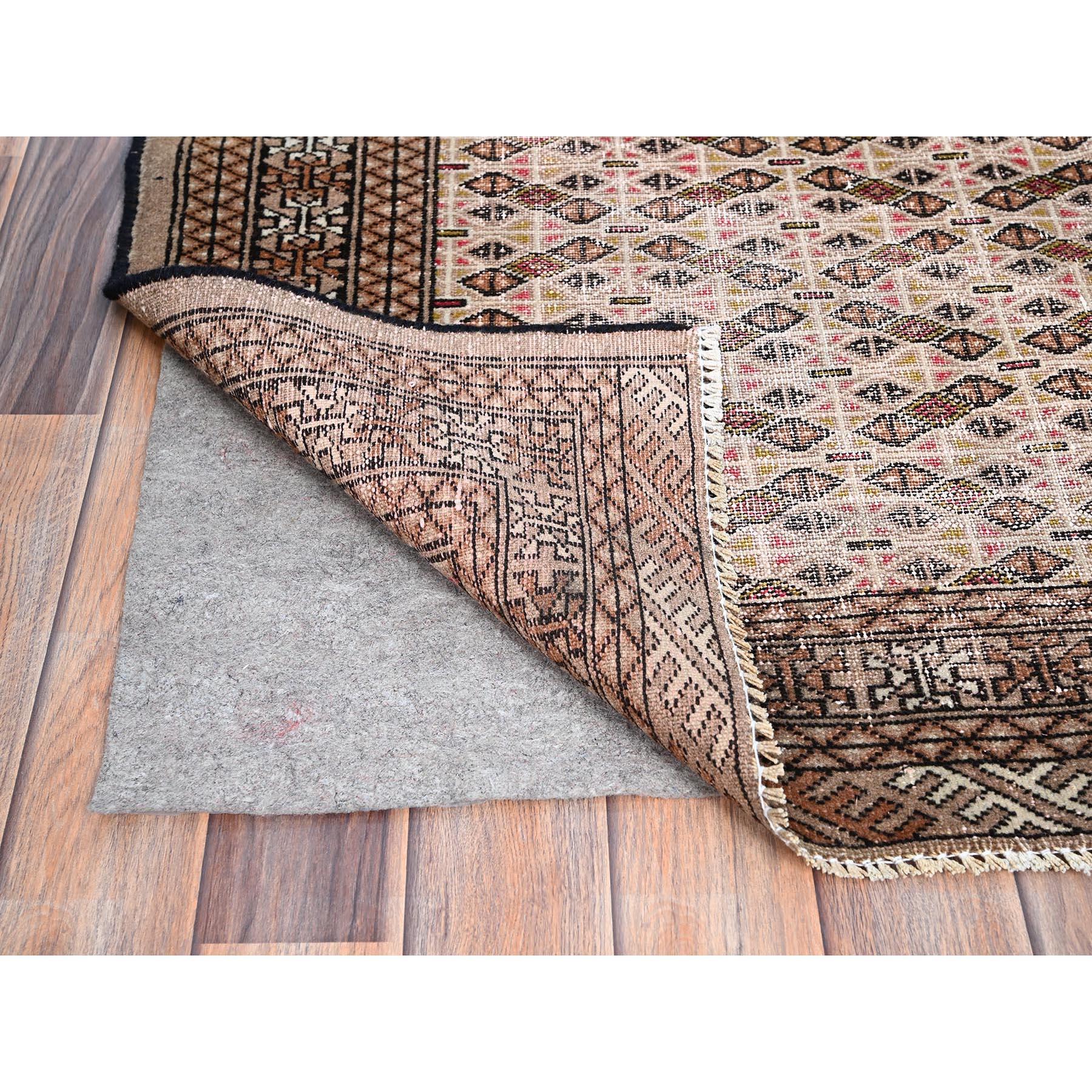 Alfombra Persa Tourkaman Naranja Vintage Anudada a Mano Abrash Afeitada de Pura Lana Anudado a mano en venta