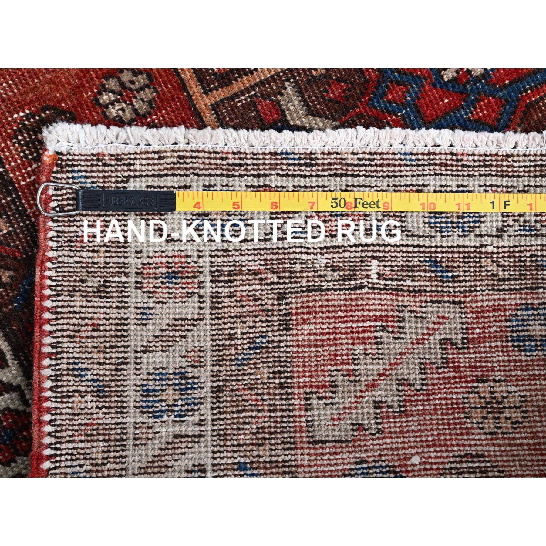 Orange Vintage Persian Village Karajeh Hand Knotted Pure Wool Clean Runner Rug 1