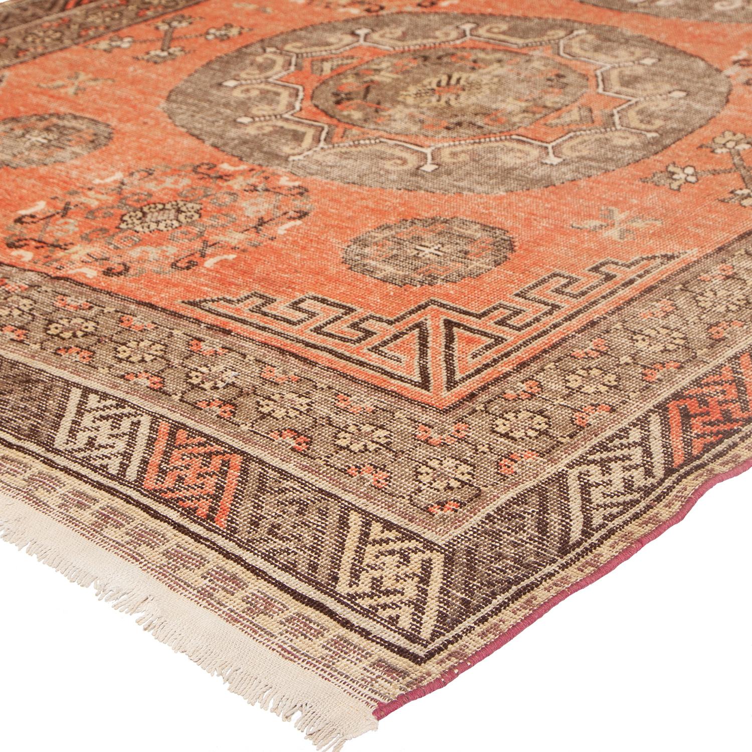 Khotan abc carpet Orange Vintage Traditional Kohtan Wool Rug - 5'3