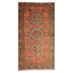 Orange Vintage Traditional Kohtan Wool Rug - 5'3" x 10'3"