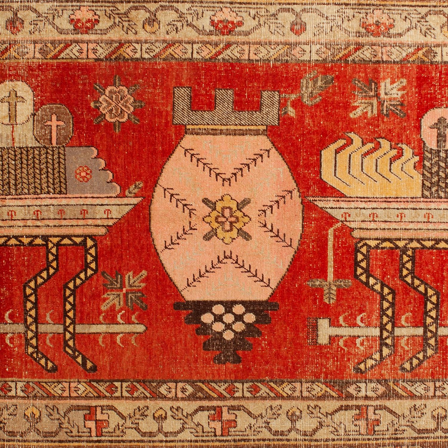 Elevate your home decor with this exquisite Orange Vintage Traditional Wool Kohtan Rug - 5'3