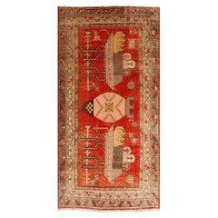 Orange Vintage Traditional Wool Kohtan Rug - 5'3" x 10'3"