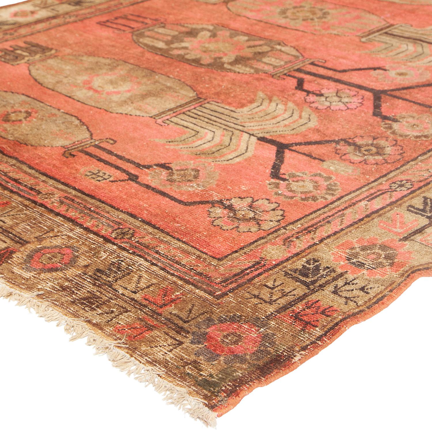 Khotan abc carpet Tapis Kohtan en laine traditionnelle vintage orange - 5'4