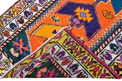 Orange Vintage Turkish Handmade Multicolor Tribal Designed Wool Runner