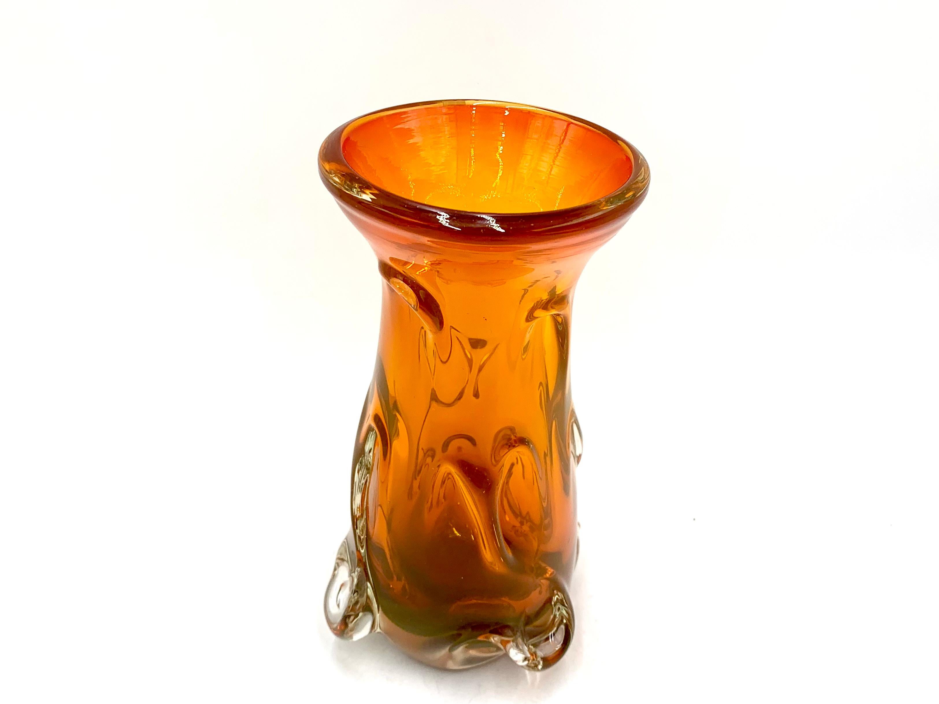 antique orange glass vase