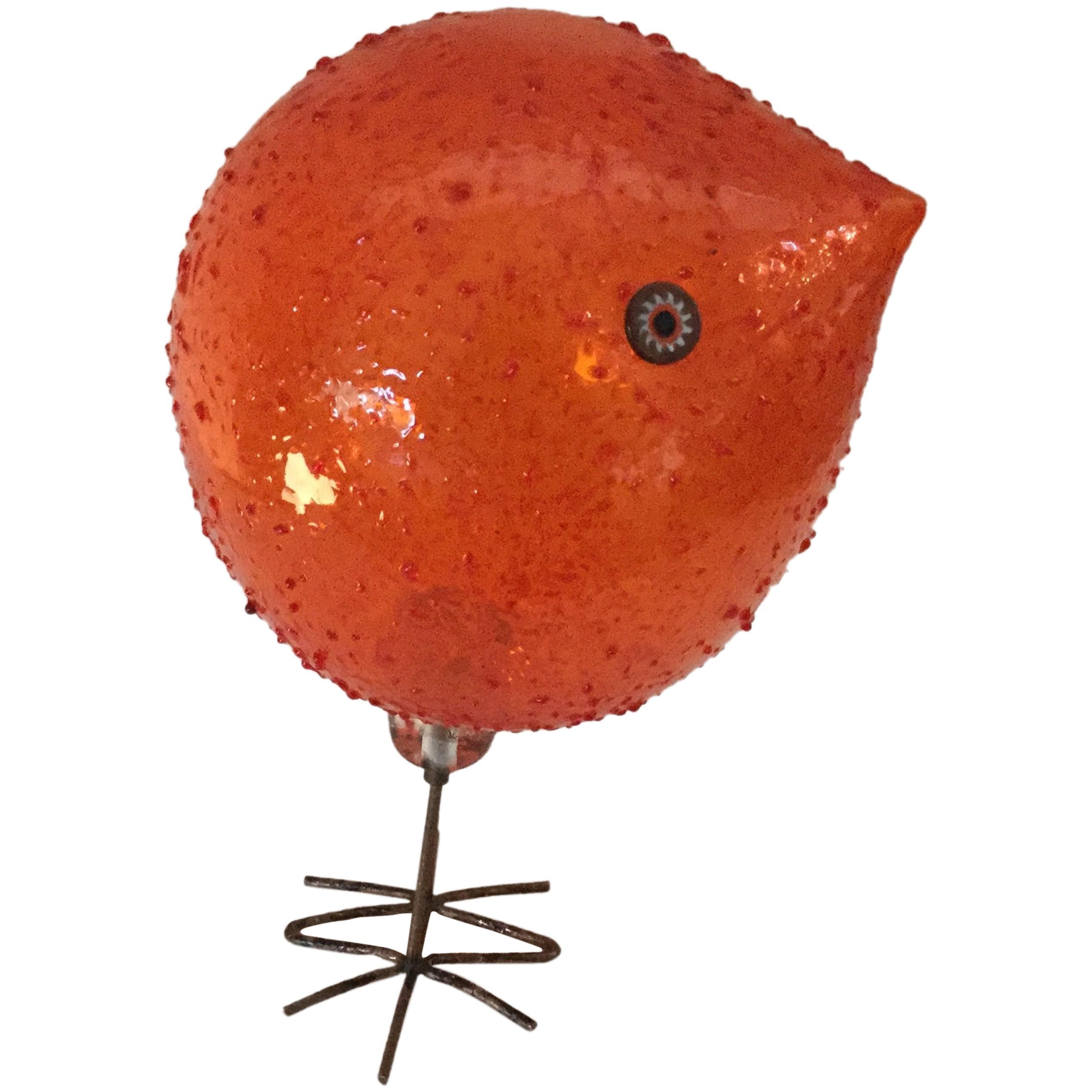 Orange Vistosi Murano Pulcino Bird Sculpture for Vistosi