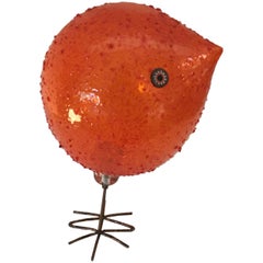Orange Vistosi Murano Pulcino Bird Sculpture for Vistosi