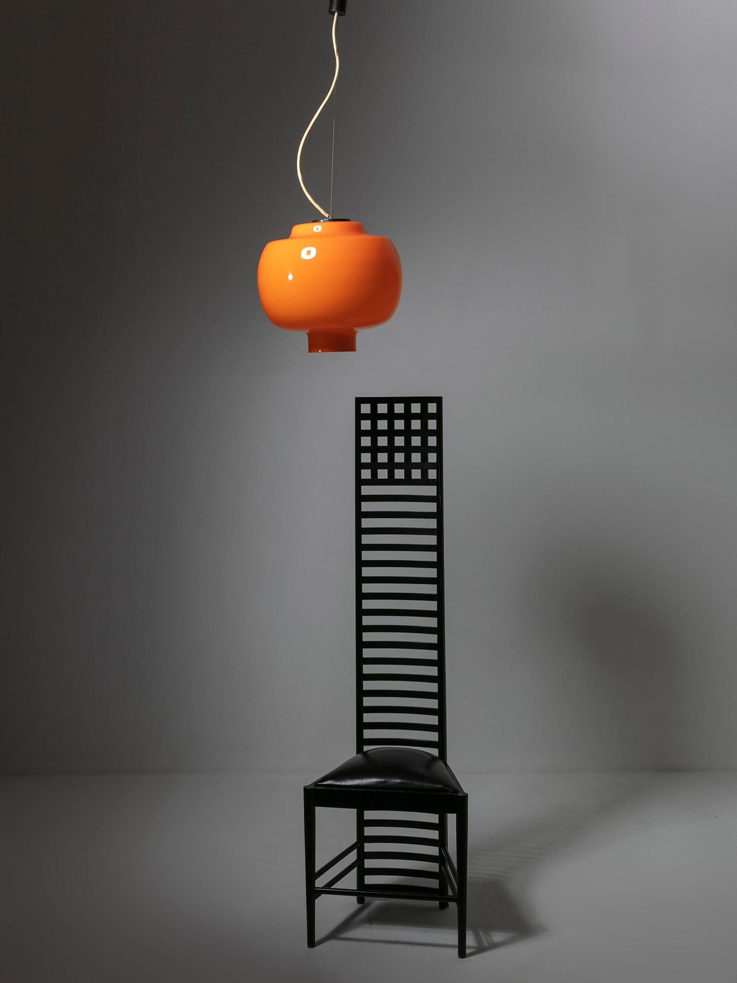 Grande lampe suspendue en verre de Murano orange de Vistosi, Italie, années 1960 en vente 1