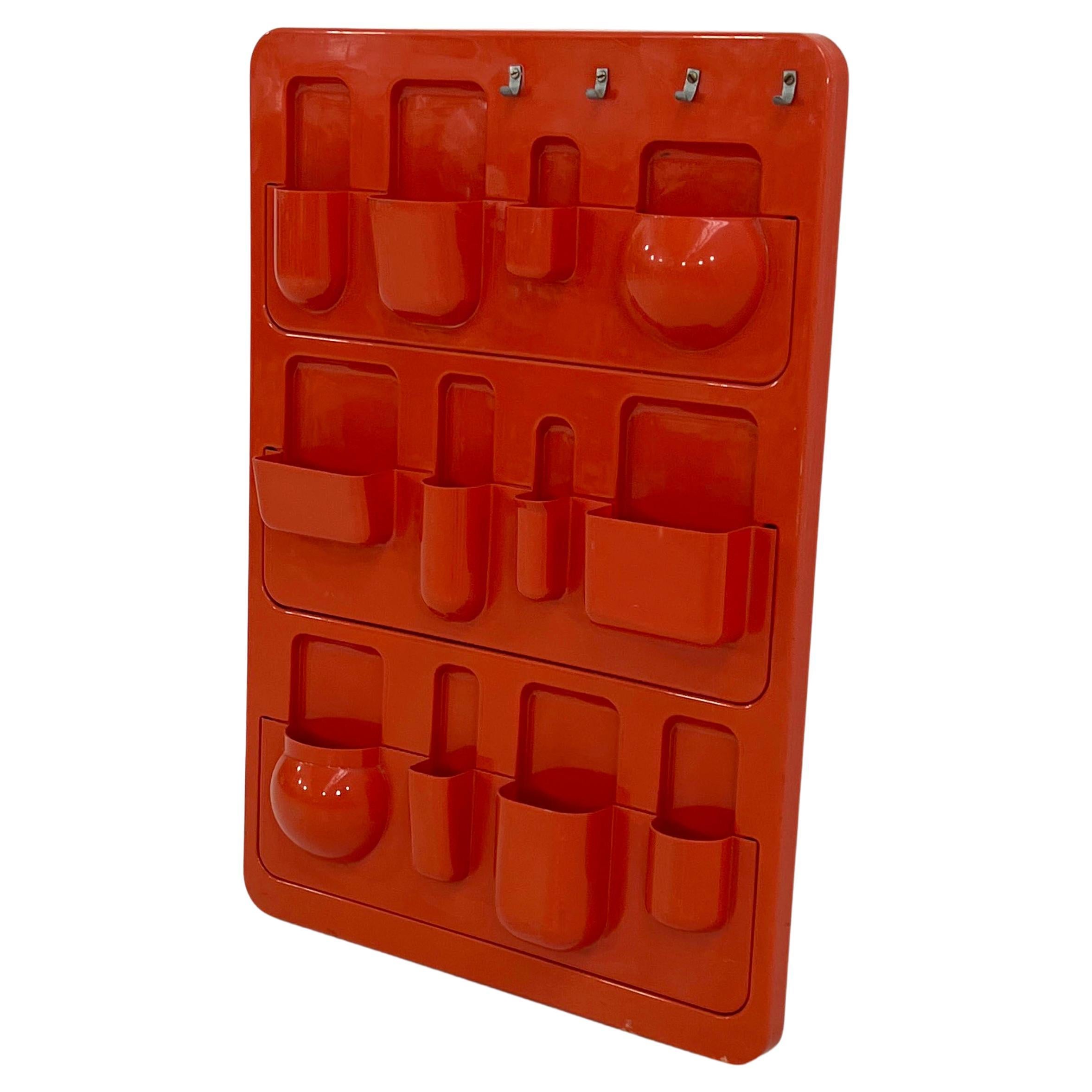 Orange Wall Organiser in ABS Plastic, 1970s
