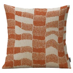 Gemustertes orangefarbenes Outdoor-Kissen mit Design