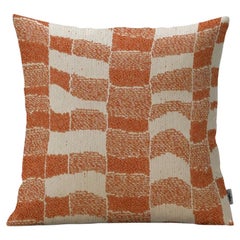 Coussin d'extérieur imperméable orange avec motif