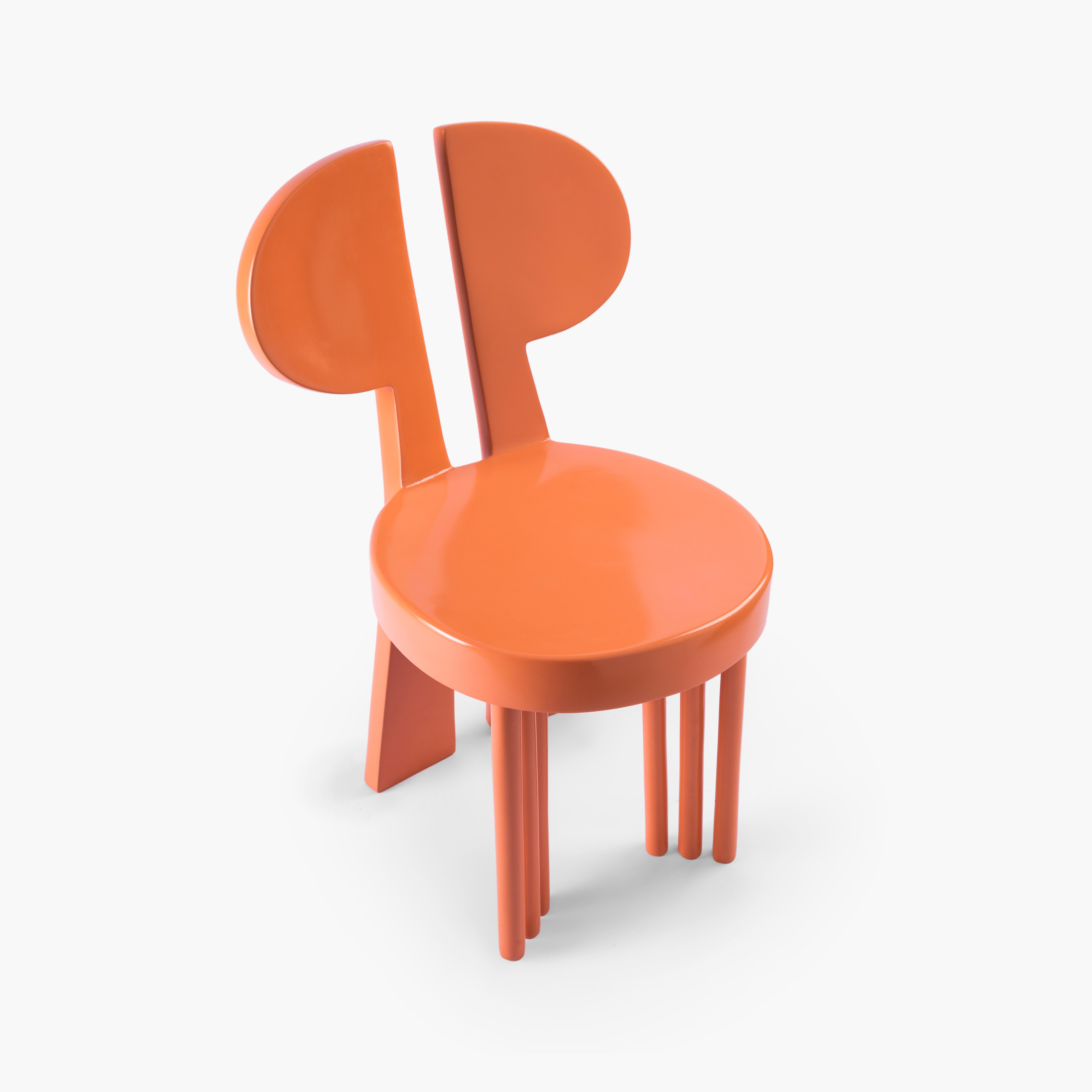 Orange Weather-Resistant Fiberglass Outdoor Dining Chair with Bold Design In New Condition In Cairo, EG