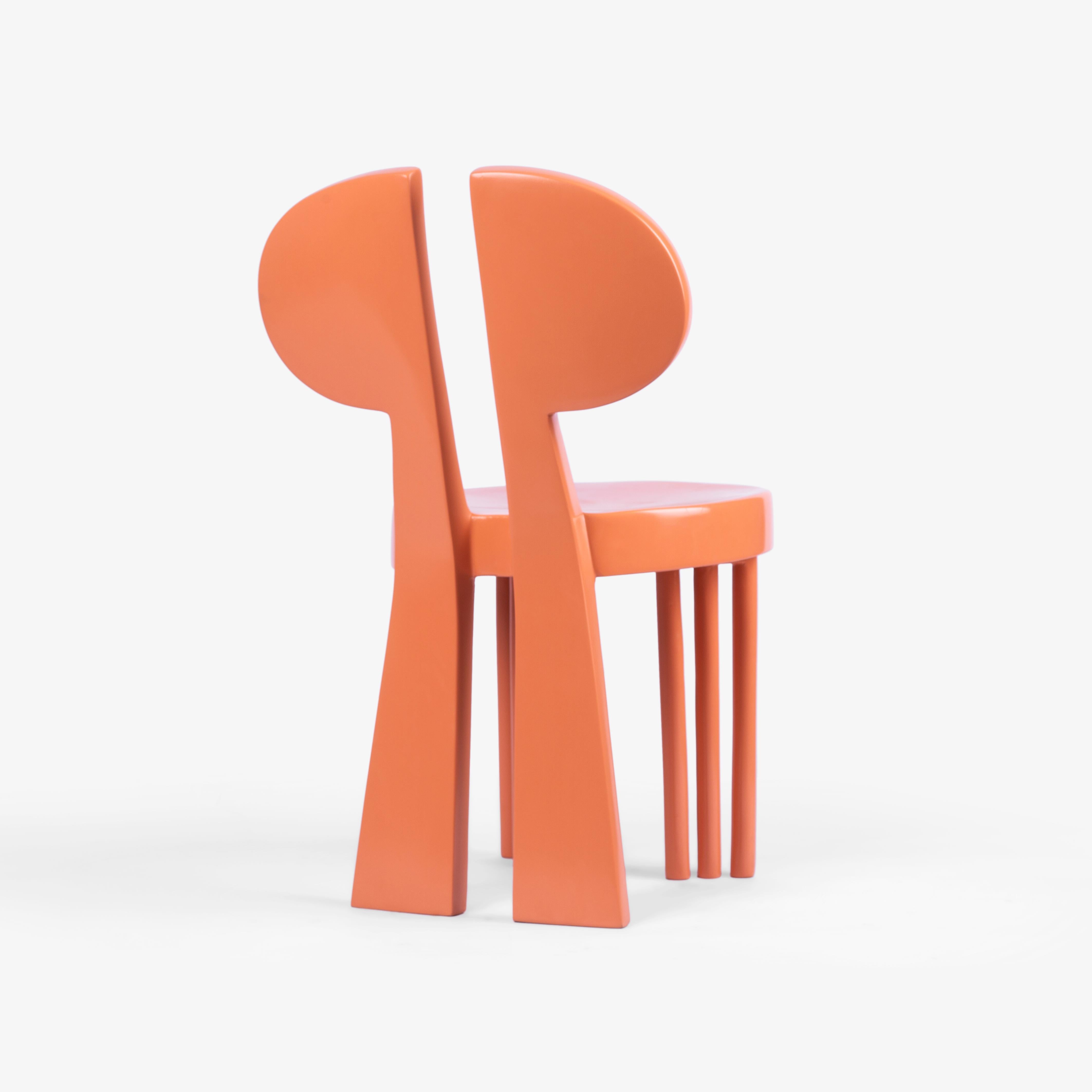 Contemporary Orange Weather-Resistant Fiberglass Outdoor Dining Chair with Bold Design