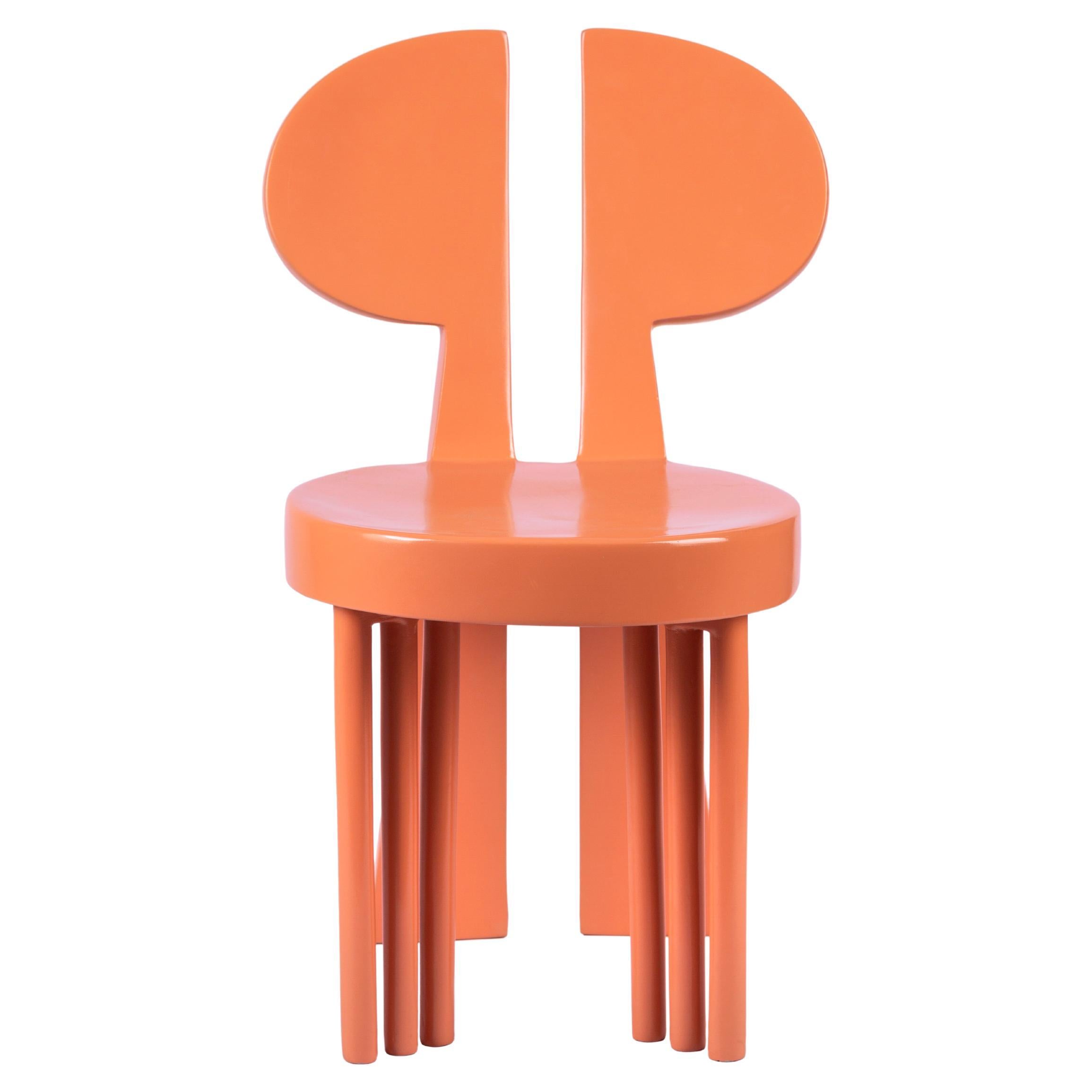 Orange Weather-Resistant Fiberglass Outdoor Dining Chair with Bold Design