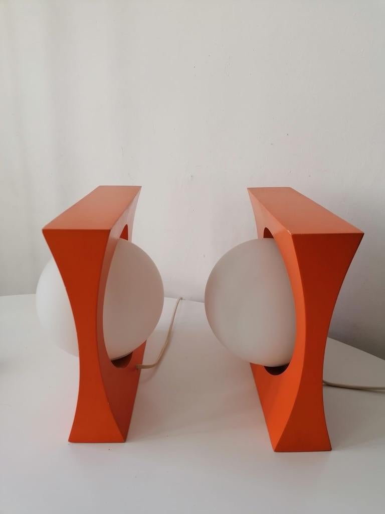 Painted Orange-White 1970s Wall Lamp, Sconces For Sale