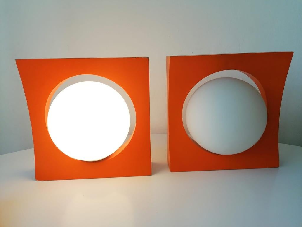 Orange-White 1970s Wall Lamp, Sconces In Fair Condition For Sale In Vienna, AT