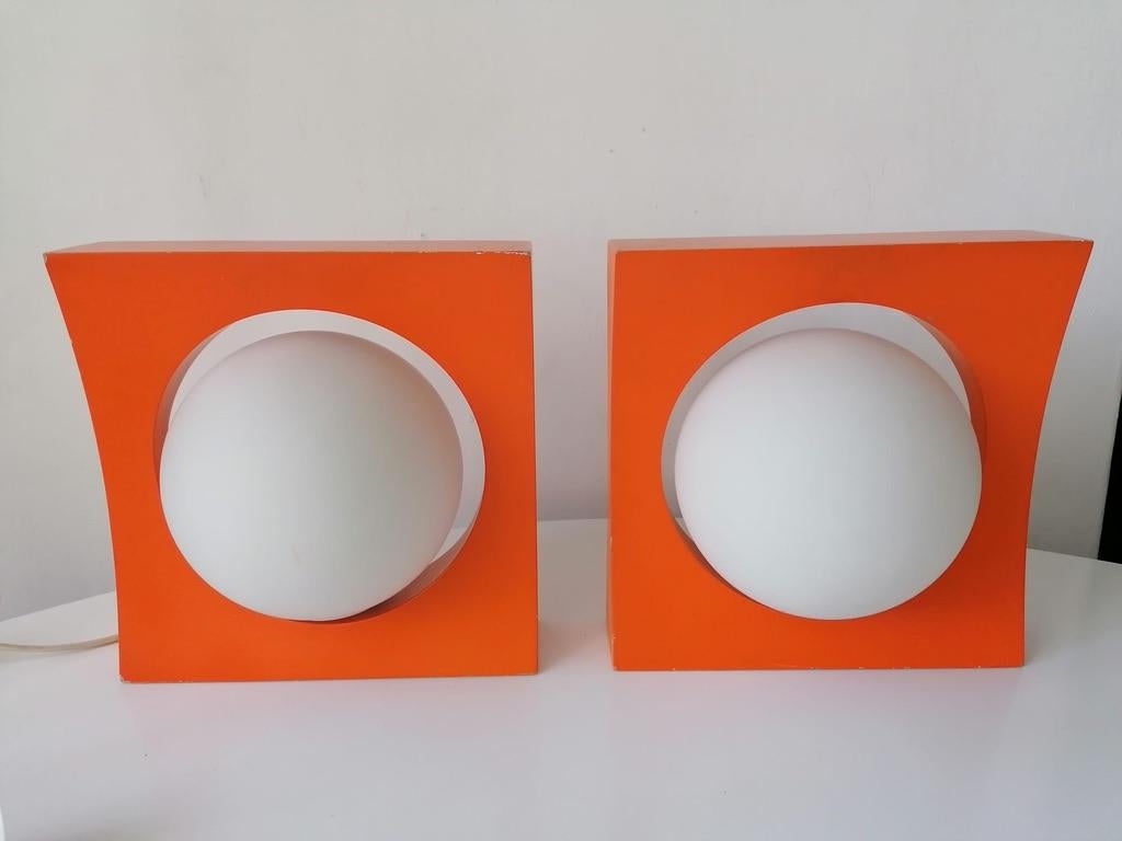 Glass Orange-White 1970s Wall Lamp, Sconces For Sale