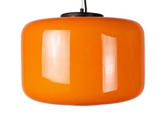 Orange & white incamiciato Murano Glass Pendant Lamp  attrib. to Vistosi