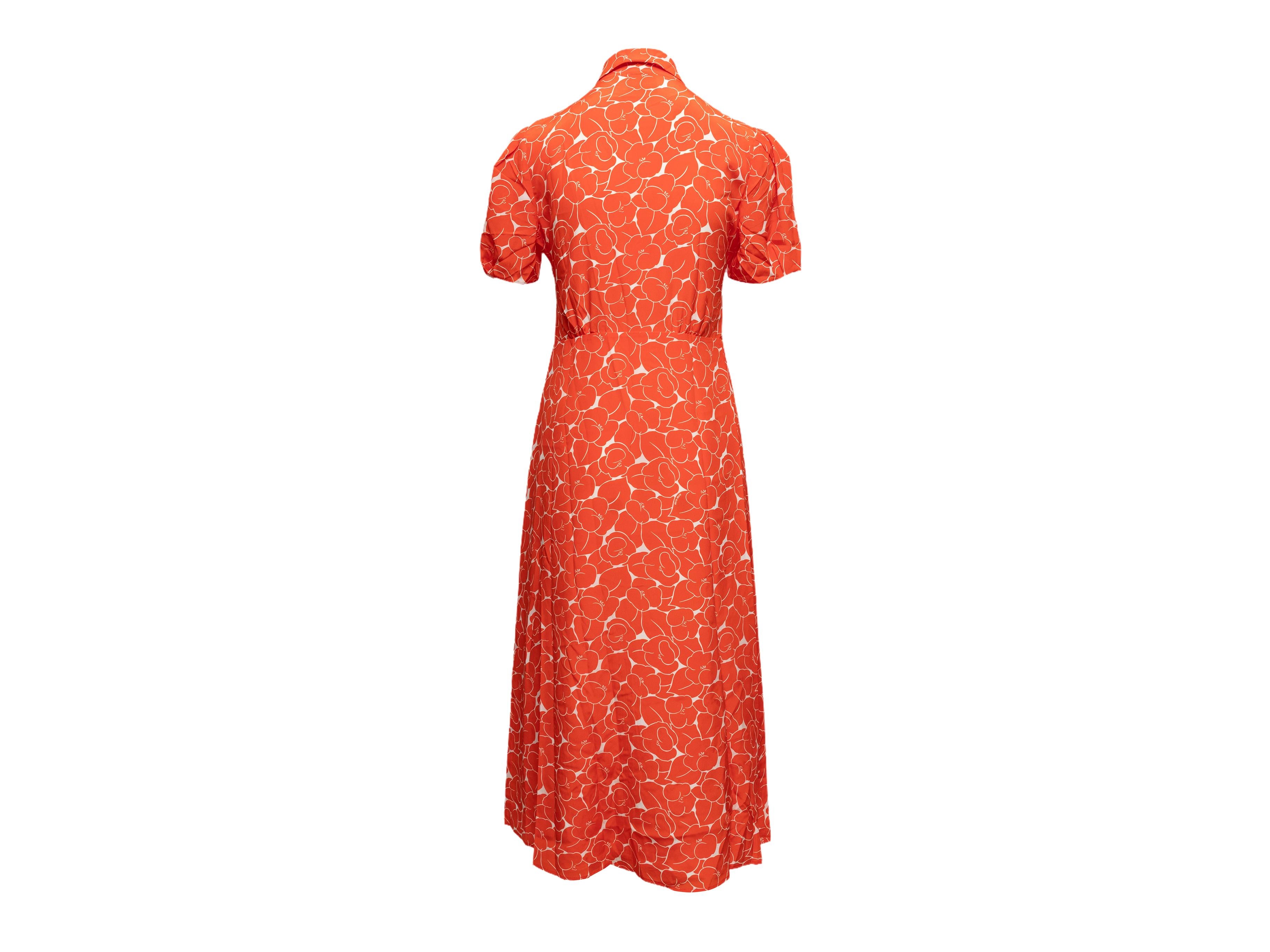 Rouge Orange & White Miu Miu Floral Print Maxi Dress Size US S en vente