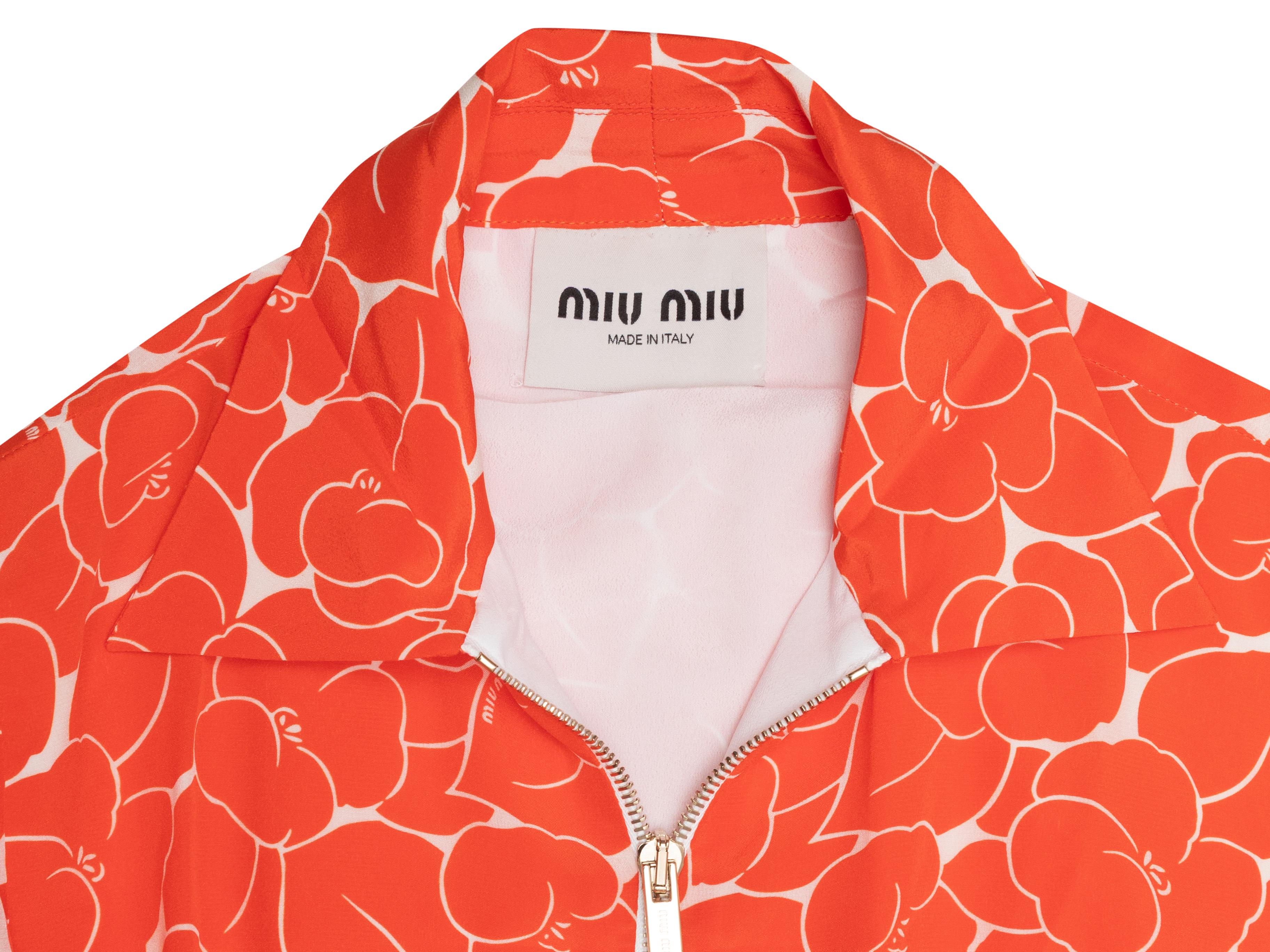 Orange & White Miu Miu Floral Print Maxi Dress Size US S Bon état - En vente à New York, NY