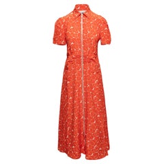 Maxi abito con stampa floreale Miu Miu arancione e bianco taglia S.S. White