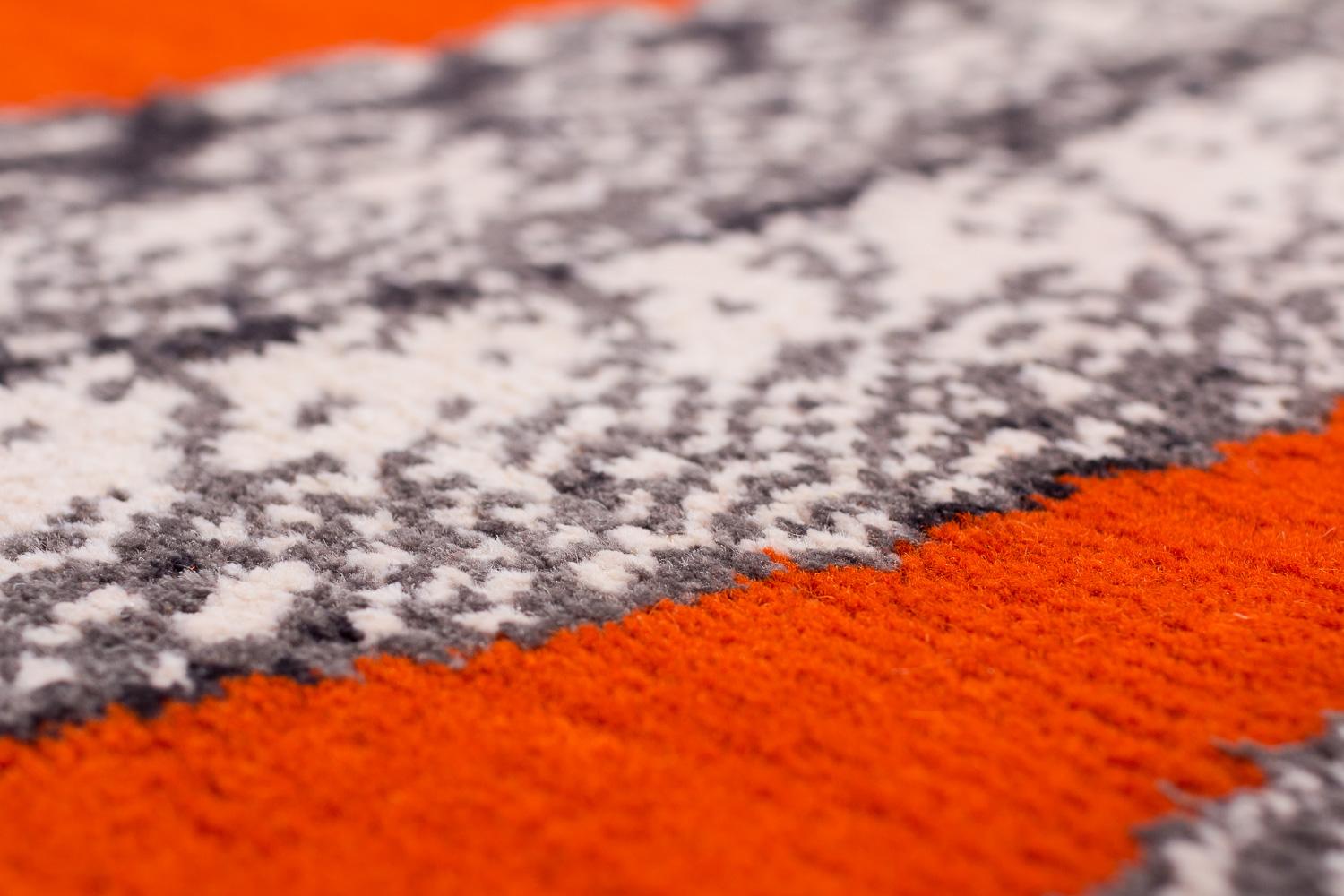 Hand-Woven Modern Handmade Octopus Art Orange Wool and Silk Area Rug Inky by Joseph Carini For Sale