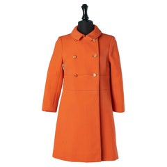 Orange wool double-breasted coat BRAIDI Circa 1960's