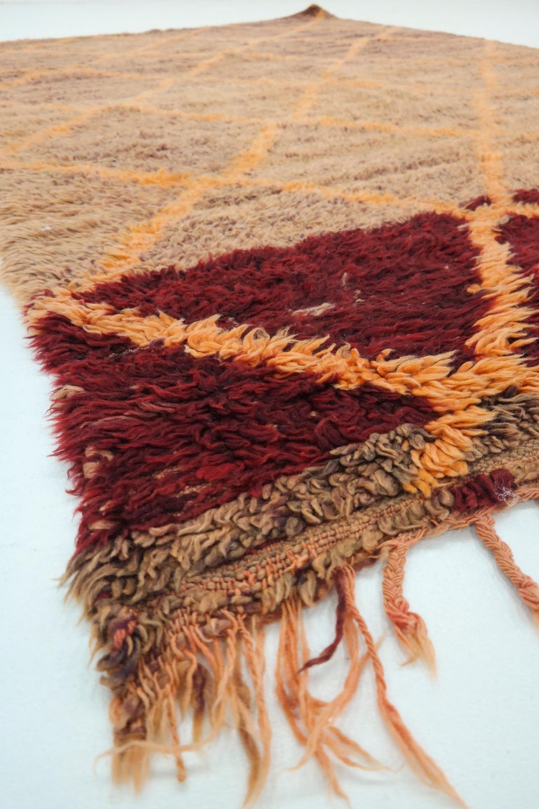Orange Wool Moroccan Rug, Berber Carpet, Boujad, Late ...