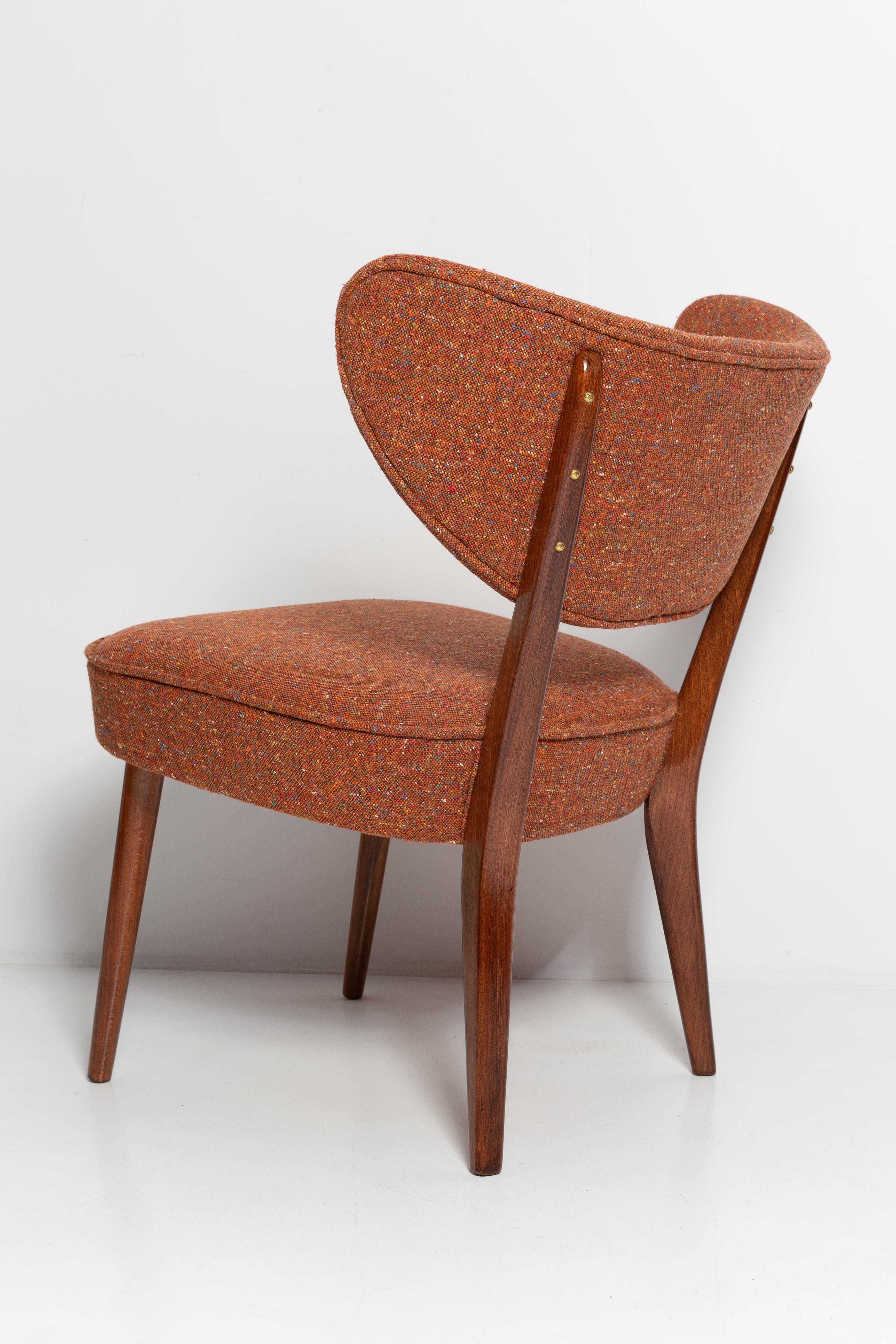 Orange Wool Shell Club Chair, by Vintola Studio, Europe, Poland For Sale 4