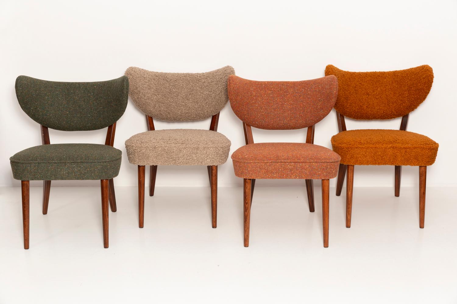 Mid-Century Modern Orange Wool Shell Club Chair, by Vintola Studio, Europe, Poland For Sale