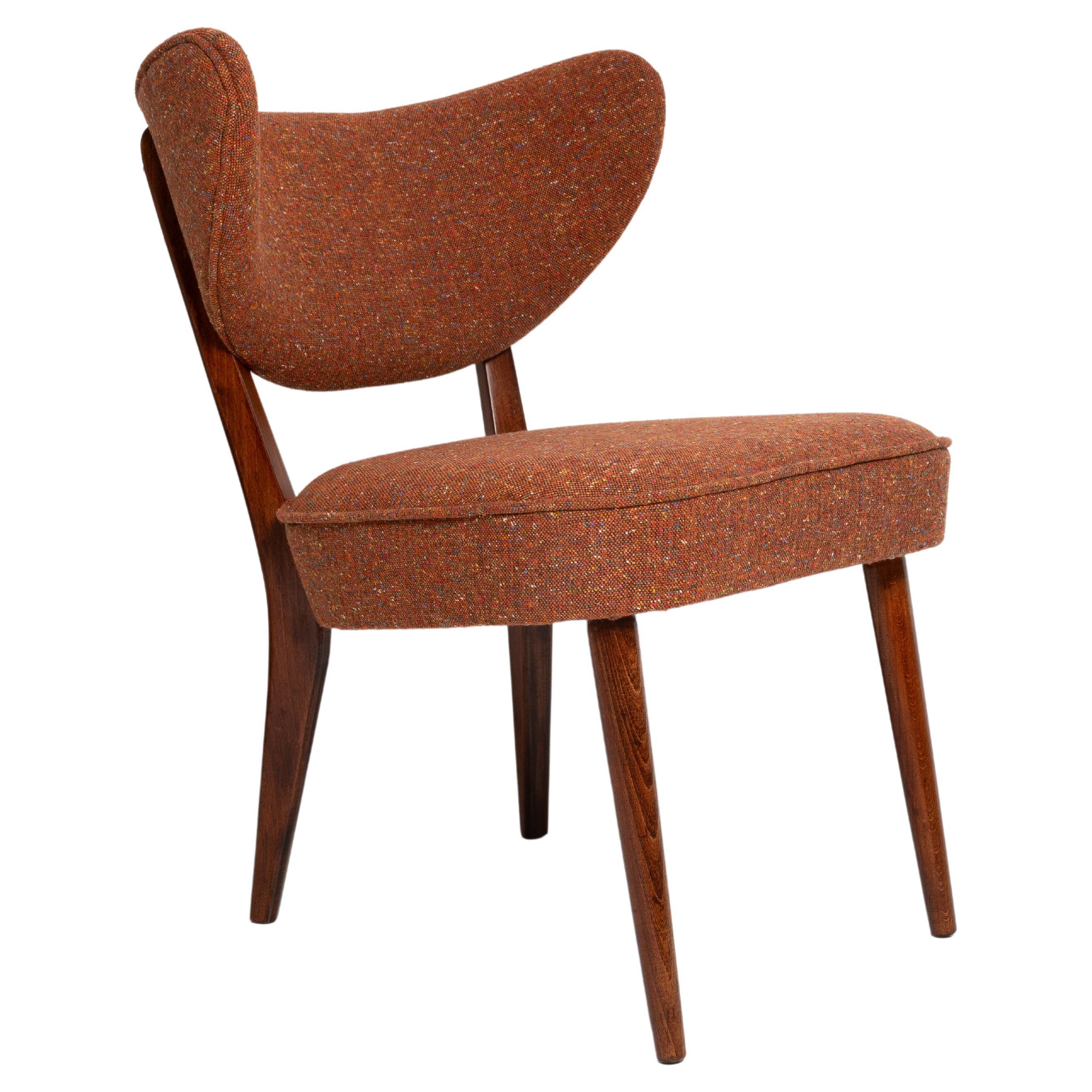 Fauteuil club en coquille de laine orange de Vintola Studio, Europe, Pologne