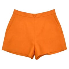 Orange Wool & Silk V Logo Shorts