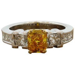 Orange-Yellow Diamond Gold Engagement Ring