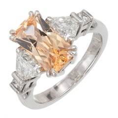 Peter Suchy 3.31 Carat Orange Yellow Sapphire Diamond Platinum Engagement Ring