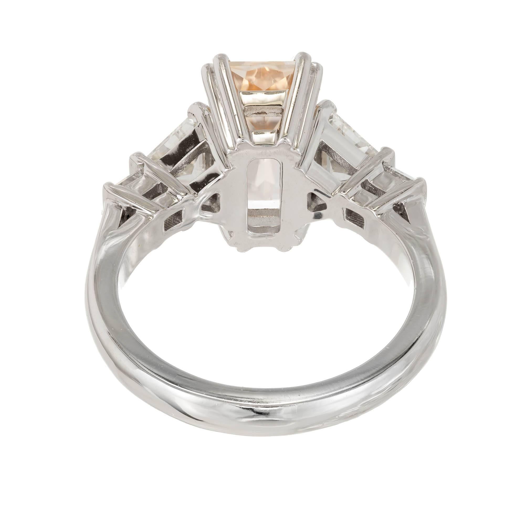 Peter Suchy 3.31 Carat Orange Yellow Sapphire Diamond Platinum Engagement Ring For Sale 1