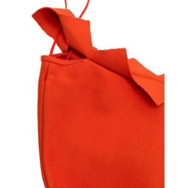 Women's Orange Zig Zag Edge Ribbed Midi Dress For Sale