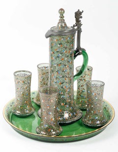 Orangeade Service in Enamelled Moser Crystal, 19th Century.